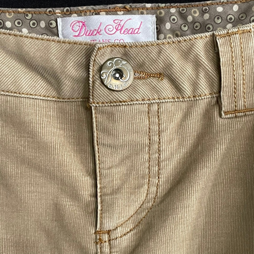 Duck Head Corduroy Mini Skirt Womens 7 Tan Good Vintage Y2K Embroidered Pockets - Picture 2 of 10